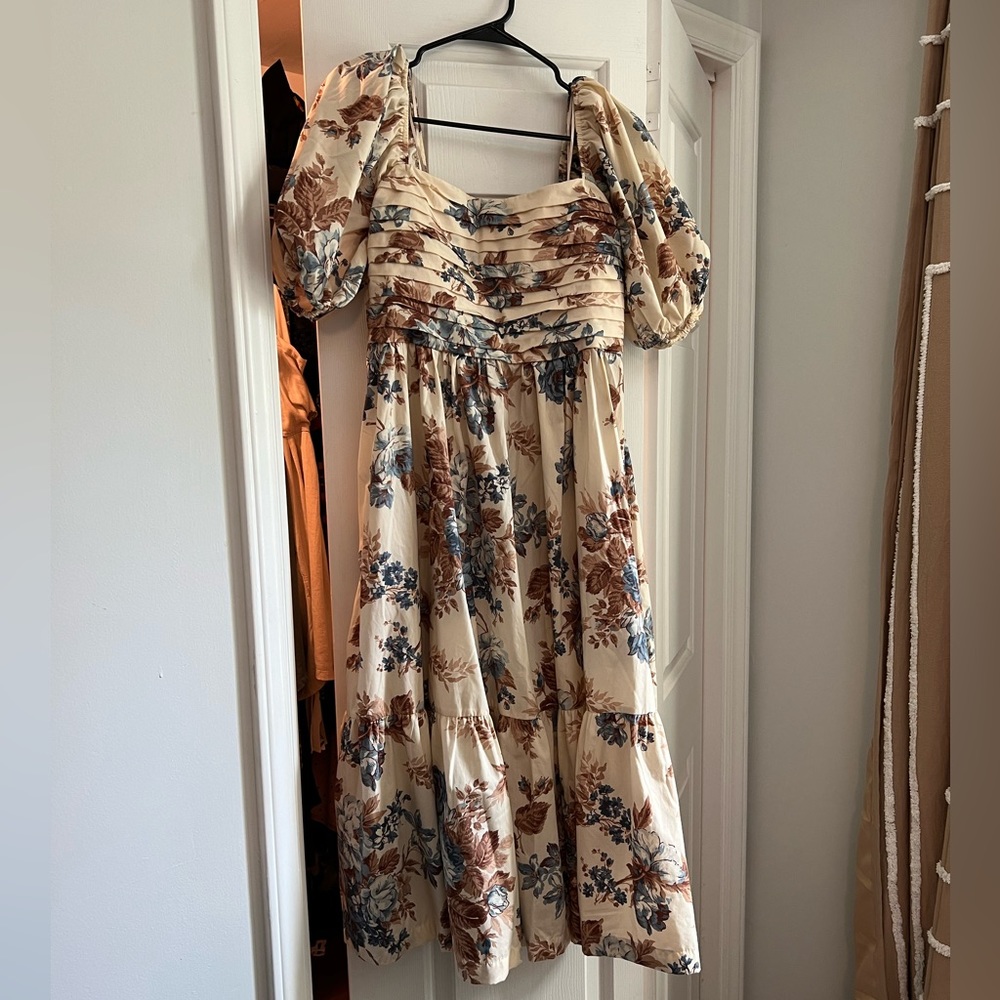Abercrombie and Fitch Emerson Poplin Puff Sleeve Midi Dress Size M